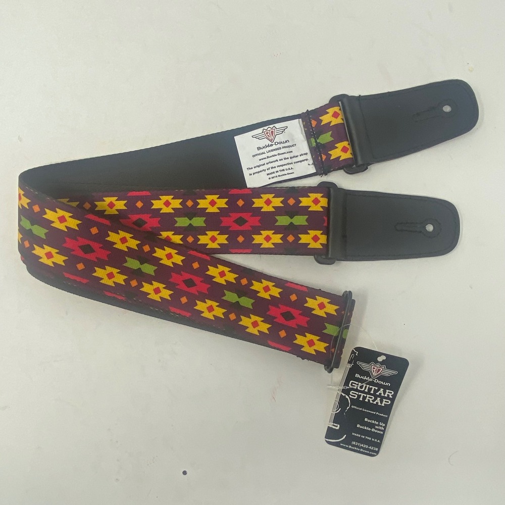 Buckle-Down Southwestern Geometric Guitar Strap Purple Yellow Red Made in USA